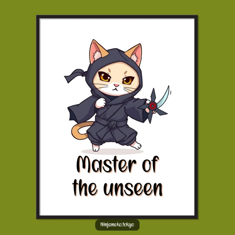 Funny Ninja Cat Dodge Poster: Artful Evasion for Your Walls