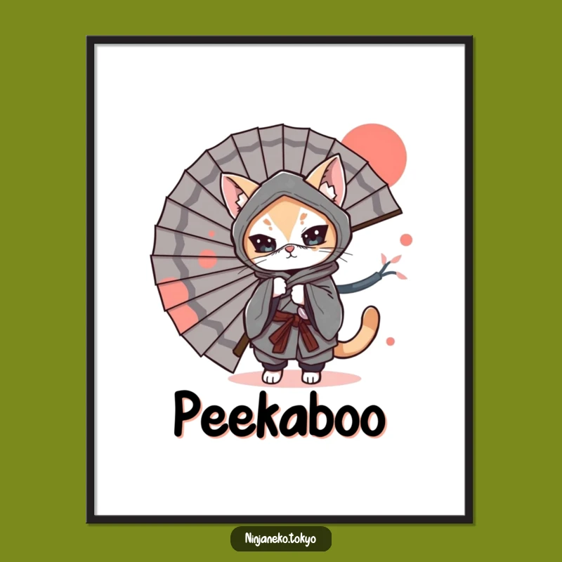 Funny Ninja Cat Fan Poster: Hilarious Art for Stealthy Spaces!