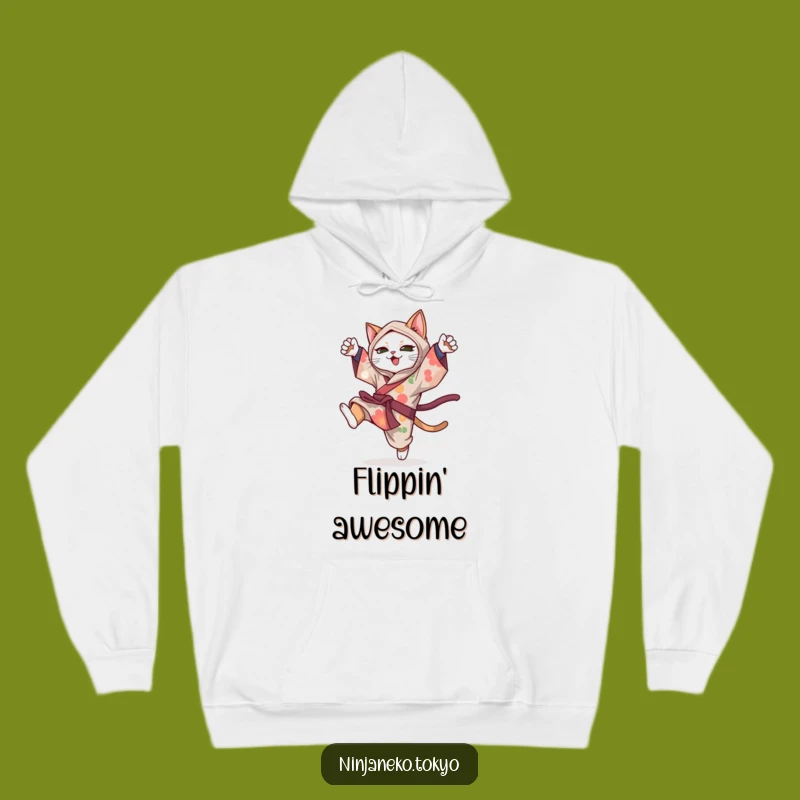 Cozy Funny Ninja Cat Kimono Acrobat Hoodie: Warm and Hilarious Gift for Ultimate Comfort