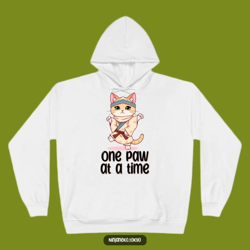 Funny Ninja Cat Balance Hoodie: Cozy Comfort with Perfect Poise
