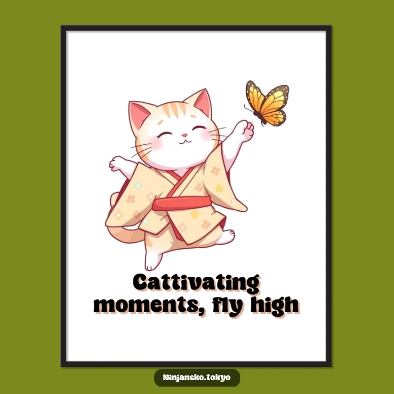 Free Printable Wall Art: Cat Kimono Leap Decor Funny Downloadable Art