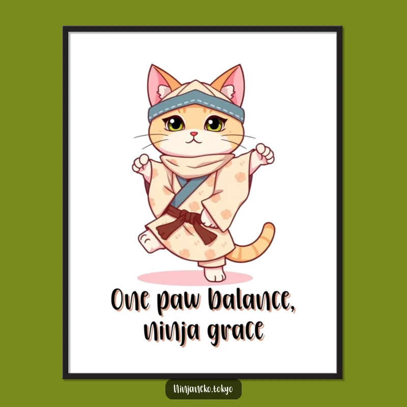 Free Printable Ninja Cat Balance Wall Art: Funny Downloadable Decor