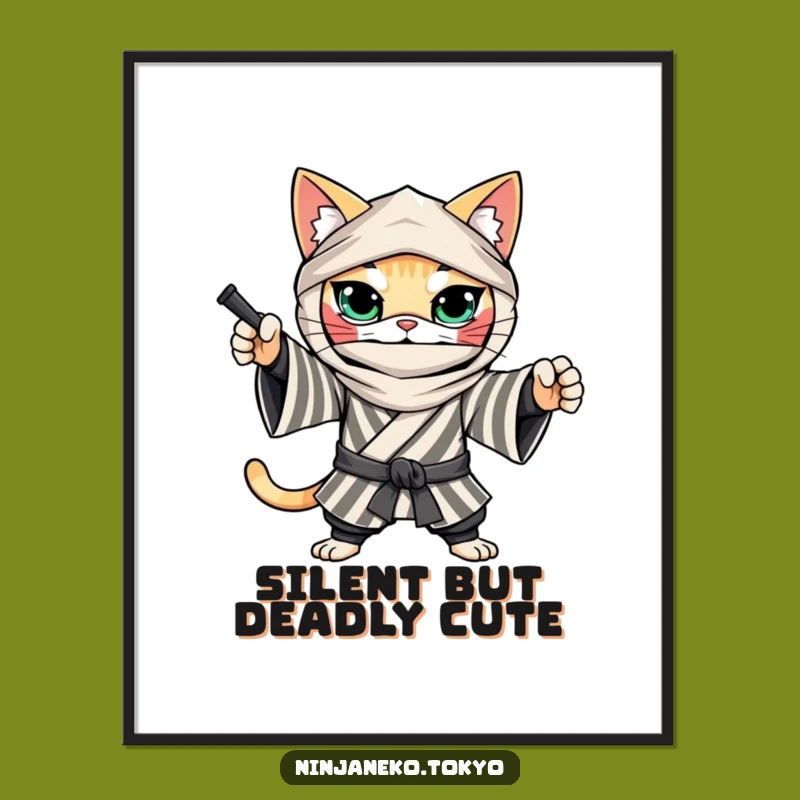 Free Printable Wall Art: Ninja Cat Kimono Decor Funny Downloadable Art