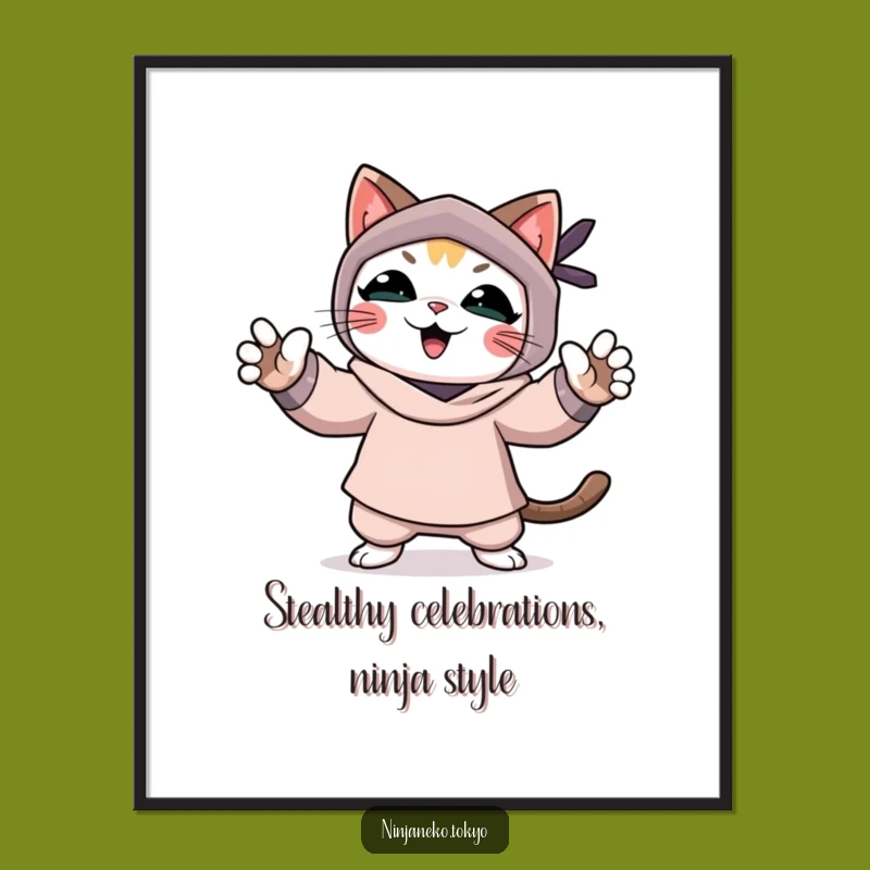 Funny Free Printable Ninja Cat Wall Art: Downloadable Mission Accomplished Decor