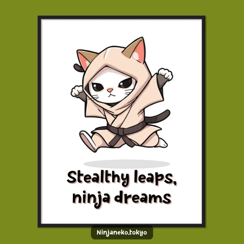 Free Printable Ninja Cat Leap Wall Art: Dynamic & Funny Downloadable Decor