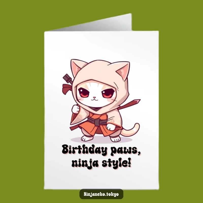 Free Printable Ninja Cat Birthday Card: Stealthy & Funny Downloadable Gift Idea