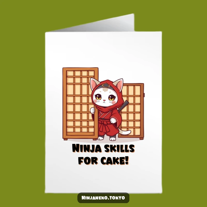 Free Printable Ninja Cat Birthday Card: Funny Cat Downloadable Gift for Cat Lovers