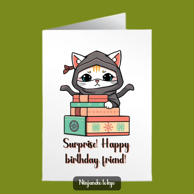 Funny Free Printable Birthday Card: Ninja Cat Boxes, Downloadable Surprise