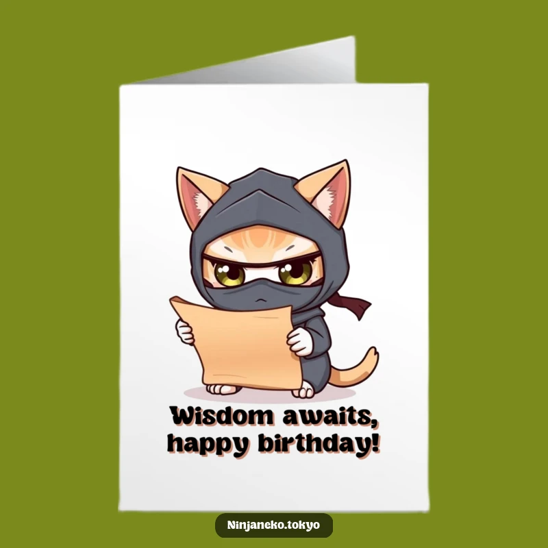 Funny Free Printable Birthday Card: Ninja Cat Scroll, Downloadable Gift