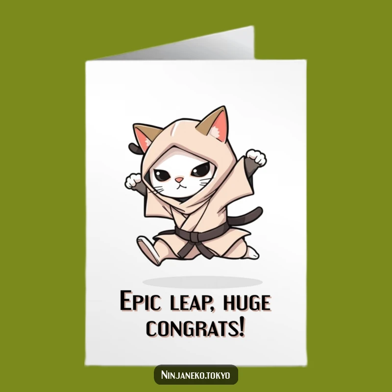 Free Printable Ninja Cat Leap Congrats Card: Dynamic Downloadable Gift