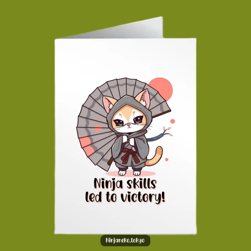 Free Printable Congrats Card: Hidden Ninja Cat Kimono Celebration