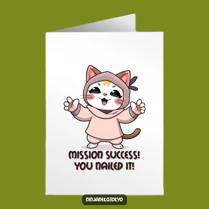 Free Printable Ninja Cat Congrats Card: Funny Downloadable Achievement Gift