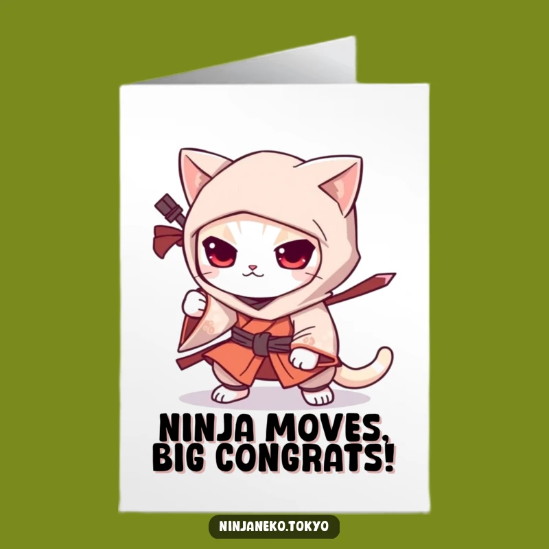Free Printable Ninja Cat Congrats Card: Hilarious Stealthy Downloadable Gift