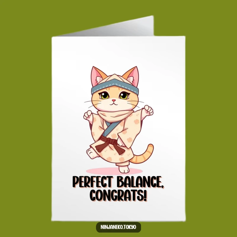 Free Printable Ninja Cat Balance Congrats Card: Hilarious Downloadable Gift