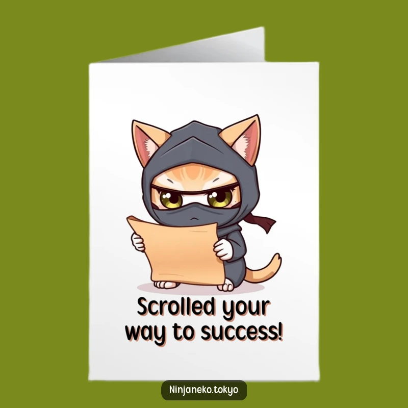 Congrats Free Printable Card: Ninja Cat Deciphers News, Downloadable