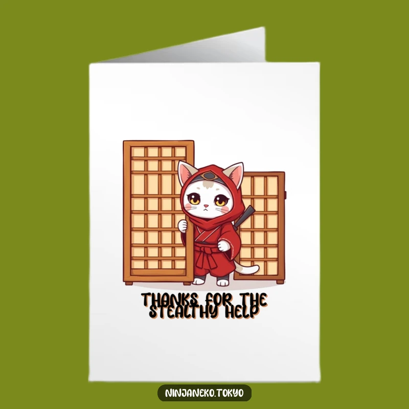 Free Printable Ninja Cat Thank You Card: Funny Cat Downloadable Gift for Gratitude