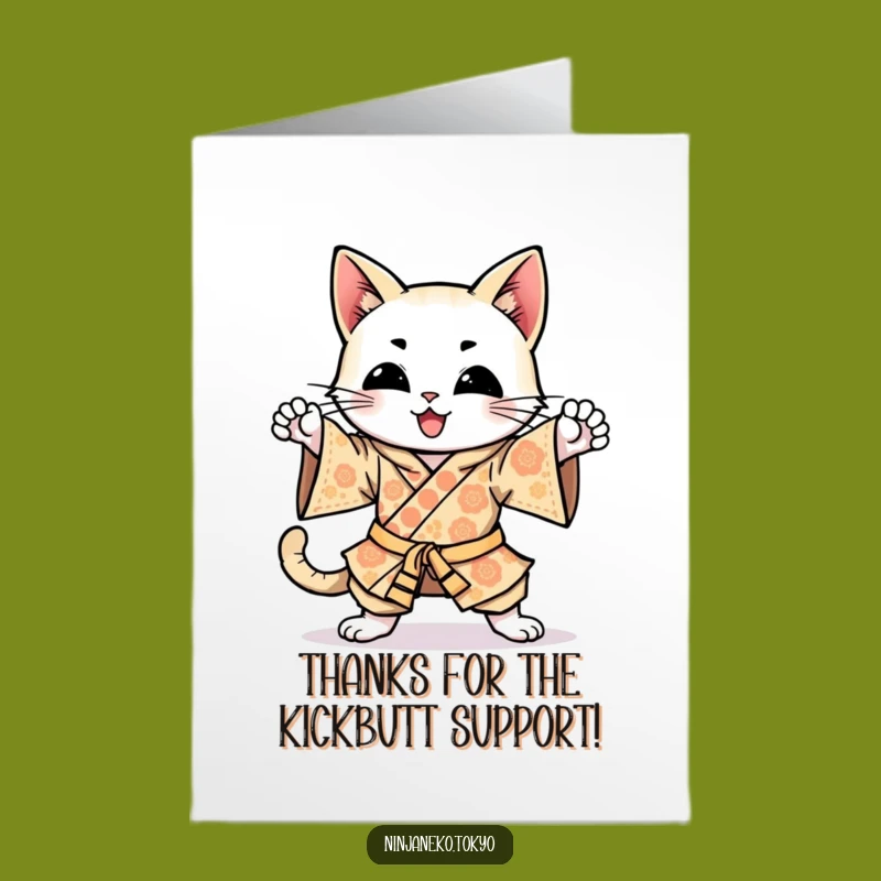 Free Printable Thank You Card: Energetic Ninja Cat Downloadable