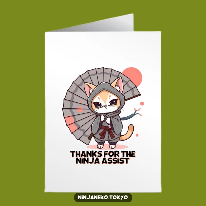 Free Printable Thank You Card: Stealthy Ninja Cat Kimono Thanks