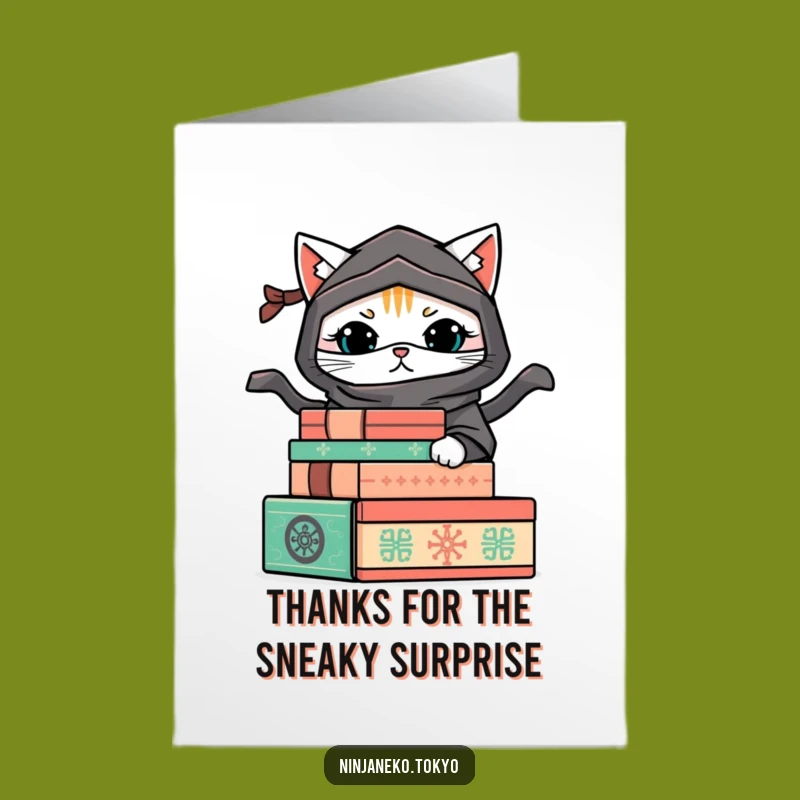 Funny Free Printable Thank You Card: Ninja Cat Boxes, Downloadable Art