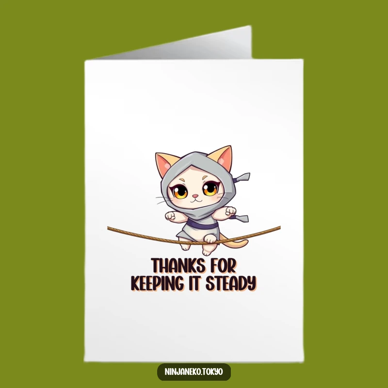 Free Printable Ninja Cat Thank You Card: Balanced Grace Downloadable