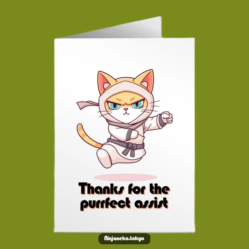 Free Printable Ninja Cat Thank You Card: Swift Kick Appreciation Downloadable
