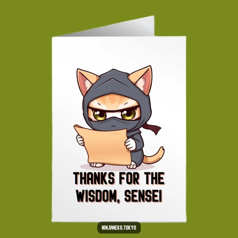 Funny Free Printable Thank You Card: Ninja Cat Scroll, Downloadable Art