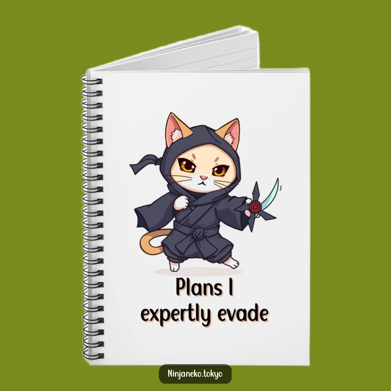 Funny Ninja Cat Dodge Notebook: Record Your Evasive Strategies