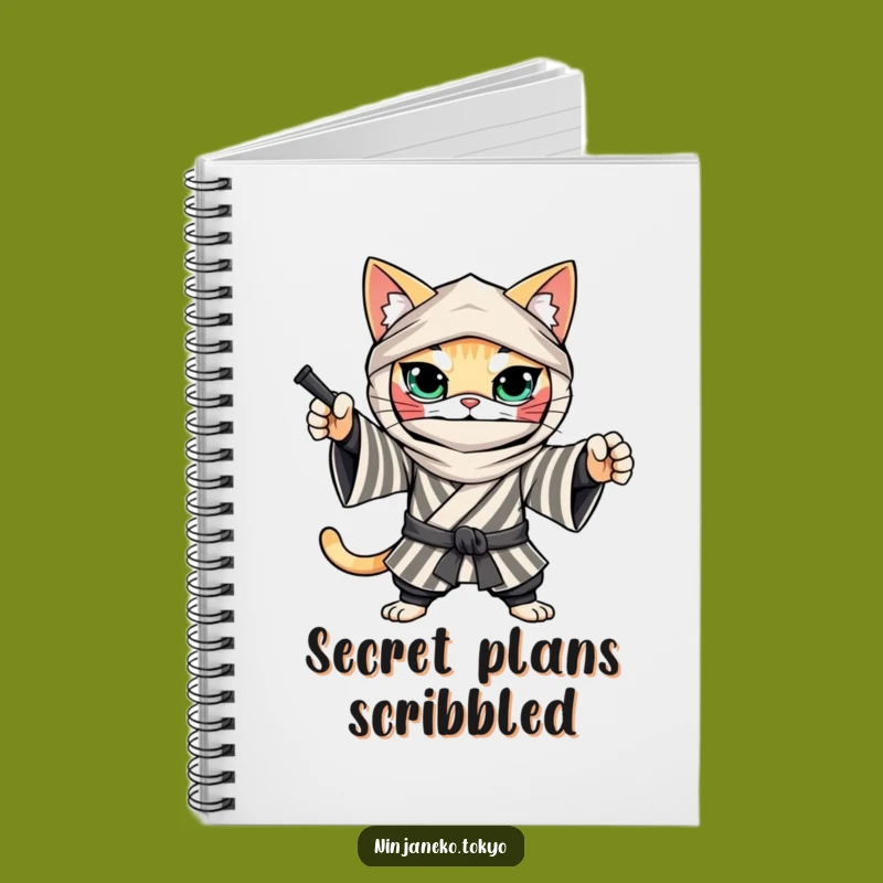 Funny Ninja Cat Kimono Notebook: Journal Your Determined Thoughts Gift