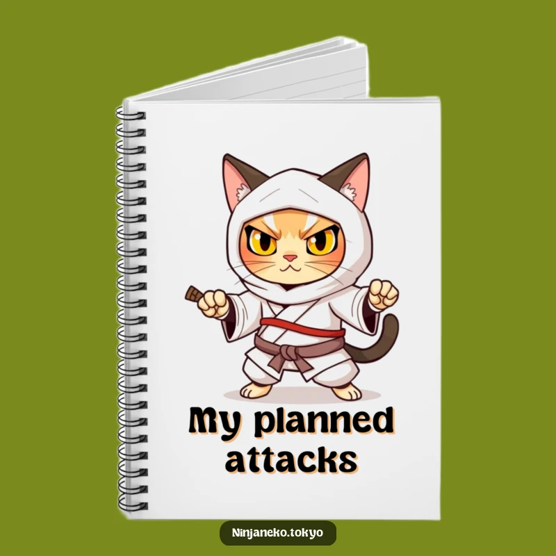 Funny Ninja Cat Kimono Warrior Notebook: Gift for Focused Note-Takers