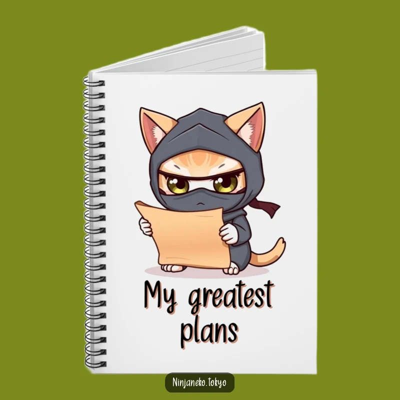 Funny Ninja Cat Scroll Notebook: Record Your Secret Discoveries