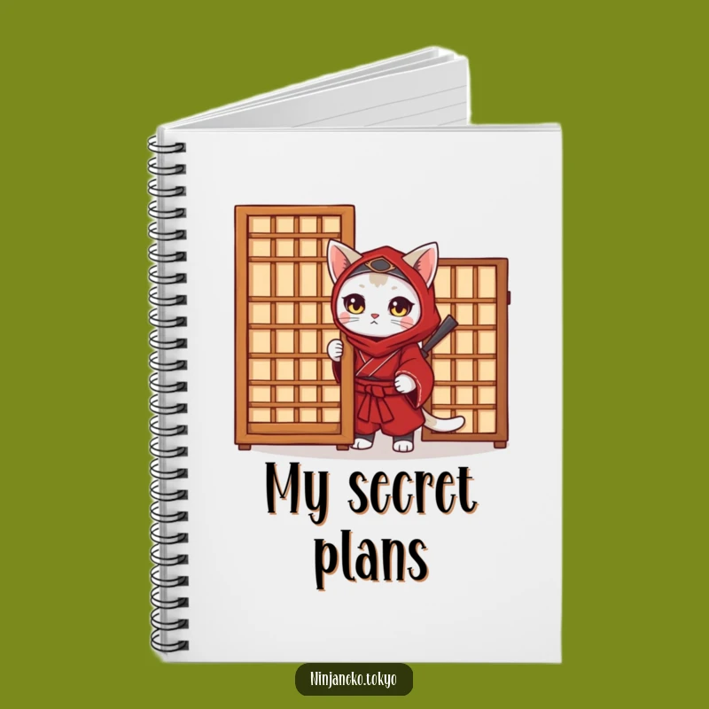 Funny Ninja Cat Notebook - Red Kimono Journal, Perfect Gift for Note-Takers
