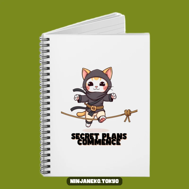 Funny Ninja Cat Tightrope Notebook: Jot Down Your Stealthy Plans