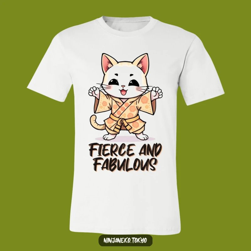 Funny Happy Cat Kimono T-Shirt: Action-Packed Feline Fun, Great Gift