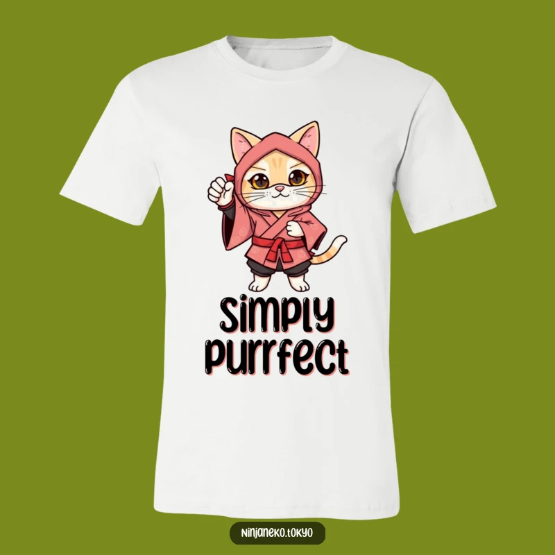 Funny Ninja Cat Festive Pose T-Shirt: Gift for the Confident and Joyful