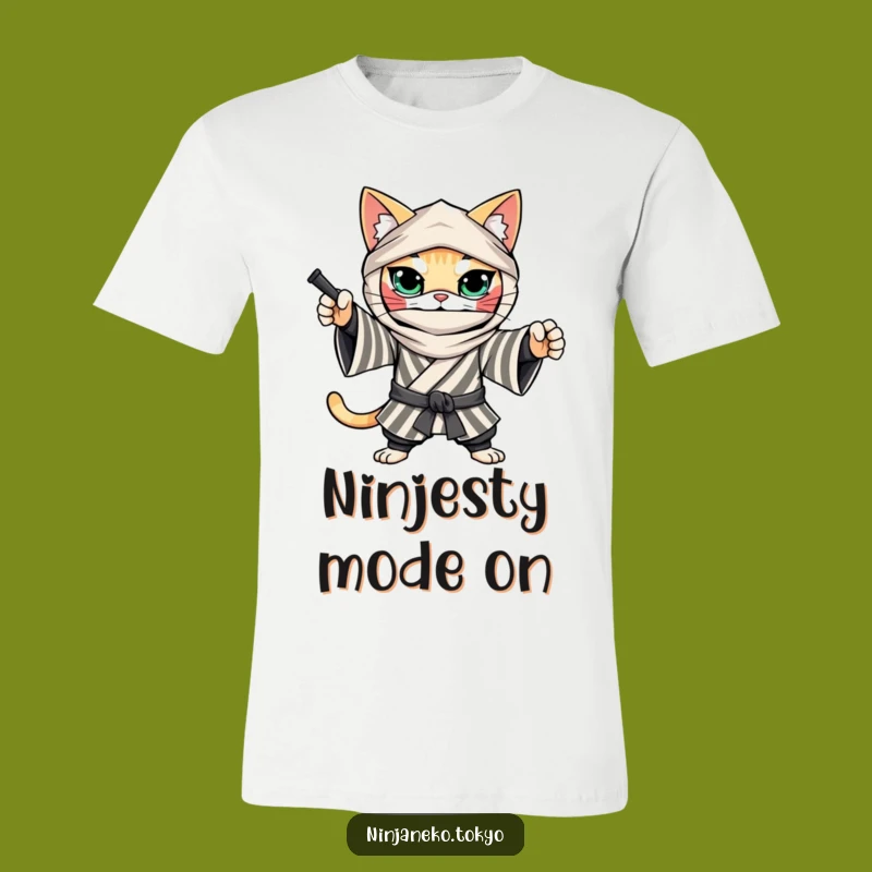 Funny Ninja Cat Kimono T-Shirt: Bold Humor and Action Gift