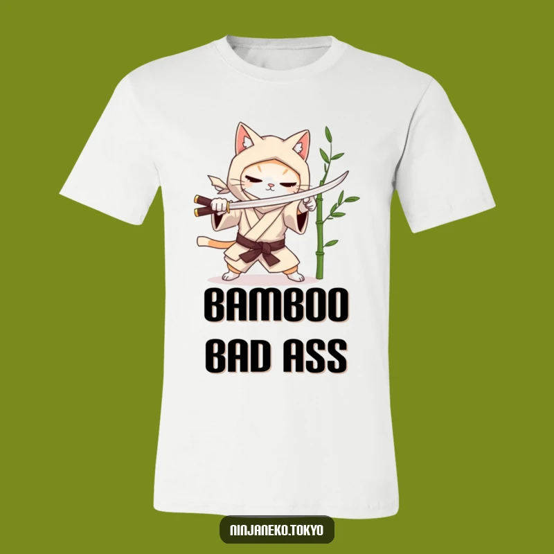 Funny Ninja Cat Kimono T-Shirt - Witty Samurai Cat Apparel for Laughs