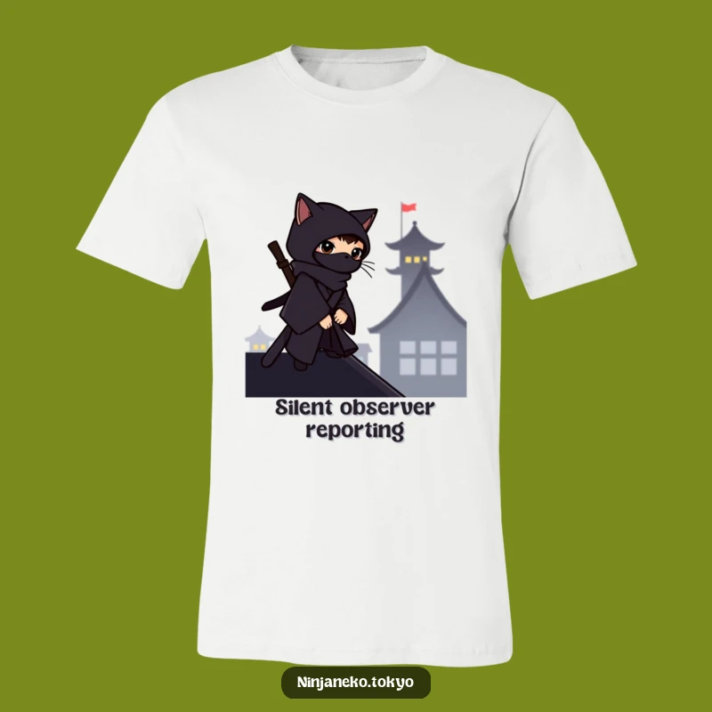 Funny Ninja Cat Rooftop Tee: Wear Your Hilarious Stealthy Style!