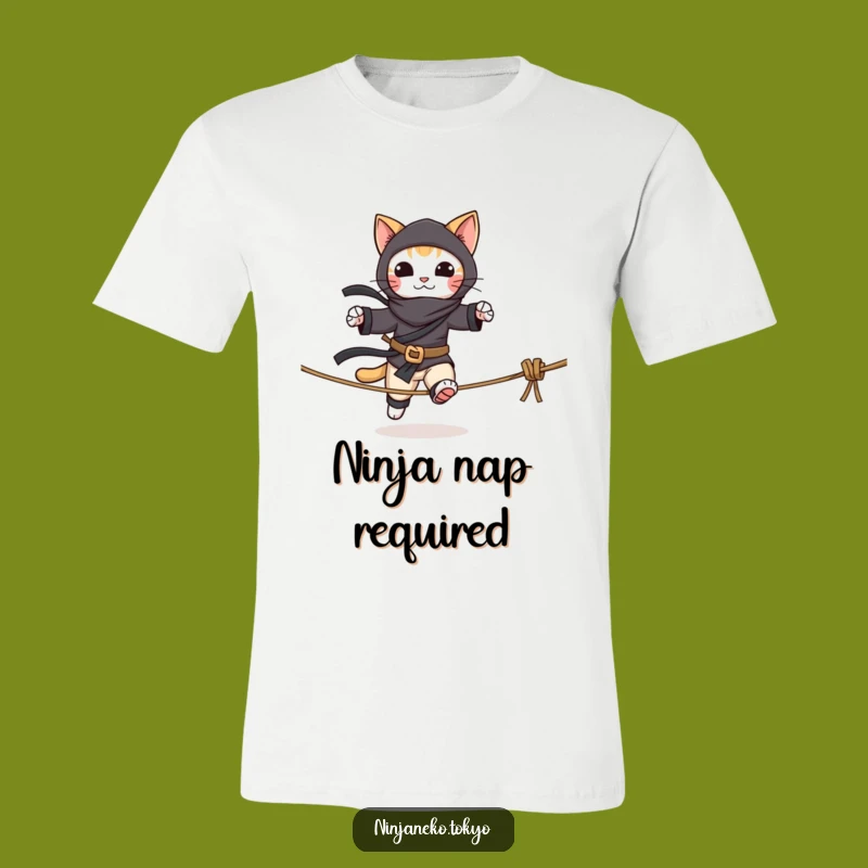 Funny Ninja Cat Tightrope T-Shirt: Show Off Your Agile Sense of Humor