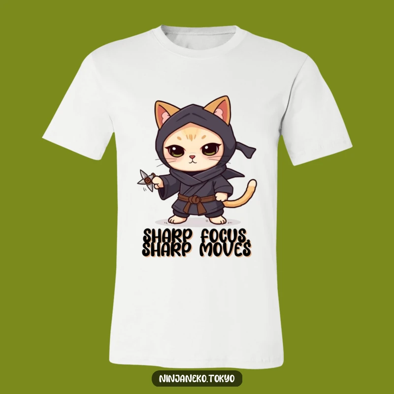 Funny Ninja Cat Shuriken T-Shirt: Focused Feline, Hilarious Gift Tee