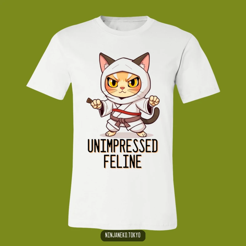 Funny Ninja Cat Kimono Warrior T-Shirt: Gift for the Determined and Fearless Cat Enthusiast