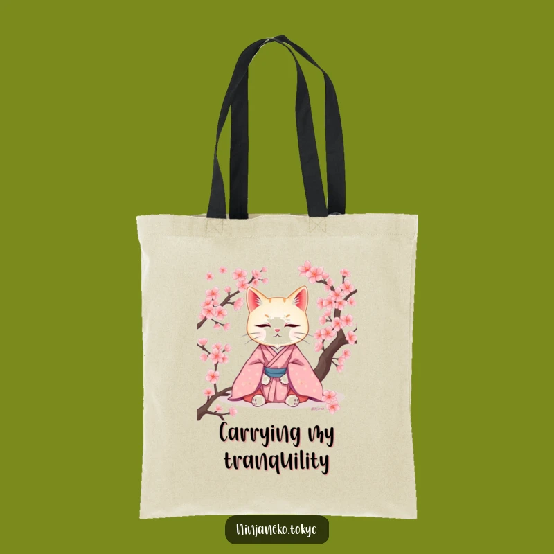 Funny Zen Cat Kimono Tote Bag: Carry Your Peace with Elegance