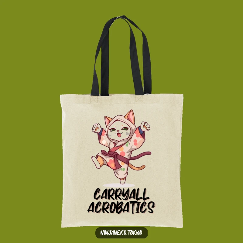 Funny Ninja Cat Kimono Acrobat Tote Bag: Stylish and Humorous Carry-All Gift for Everyday