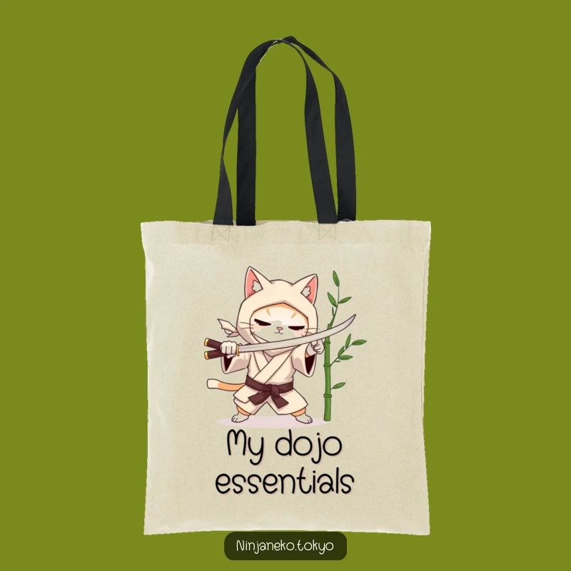 Funny Ninja Cat Kimono Tote Bag - Hilarious Samurai Cat Carry-All