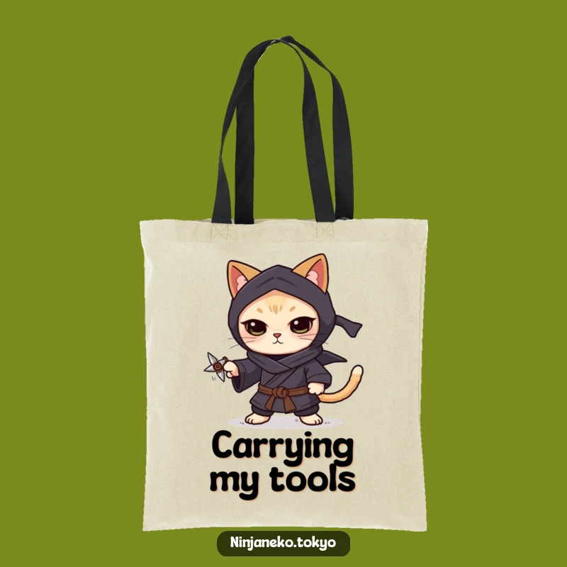 Funny Ninja Cat Shuriken Tote Bag: Carry Your Focus & Humor
