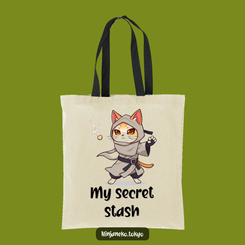 Funny Ninja Cat Smoke Pellet Tote Bag: Gift for the Secretive and Stylish