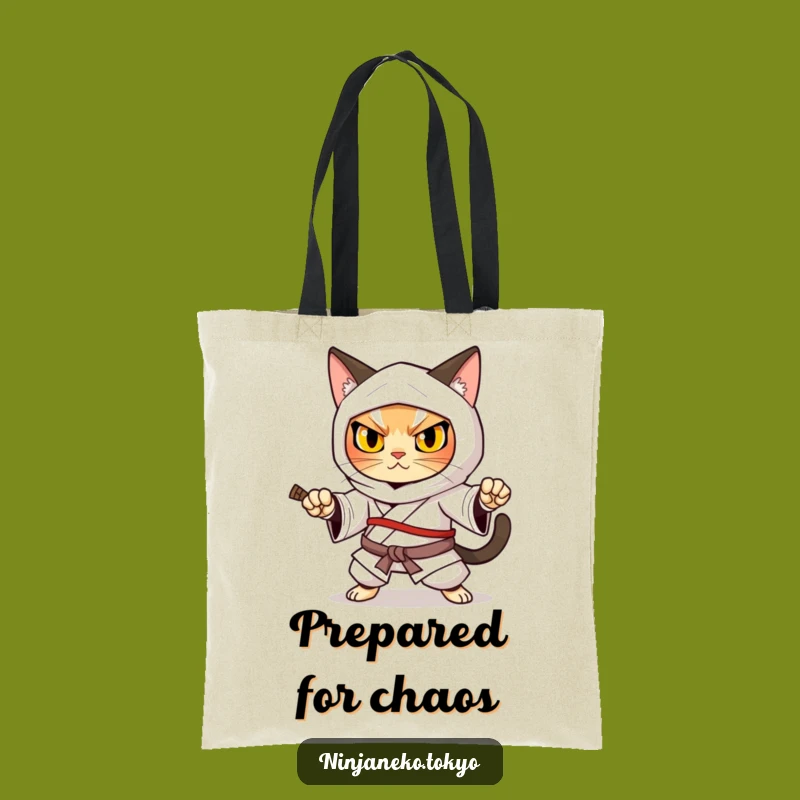 Funny Ninja Cat Kimono Warrior Tote Bag: Gift for the Strong and Stylish Individual